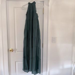 Bohme Halter Tiered Maxi Dress Teal Green Size Small